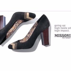 Missoni for Target Classic Black Suede Pumps Leather Sole 5.5